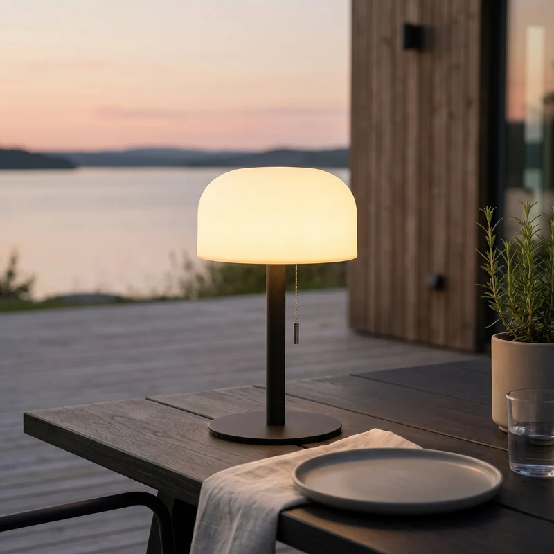 Nordic Flame Kabellose LED-Tischleuchte – 26 cm Schwarz – inkl. Fernbedienung
