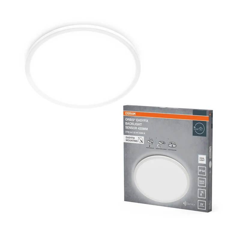 OSRAM ORBIS EASYFIX LED Backlight Deckenleuchte 42cm 22W DIM Sensor Kaltweiß IP54, weiß