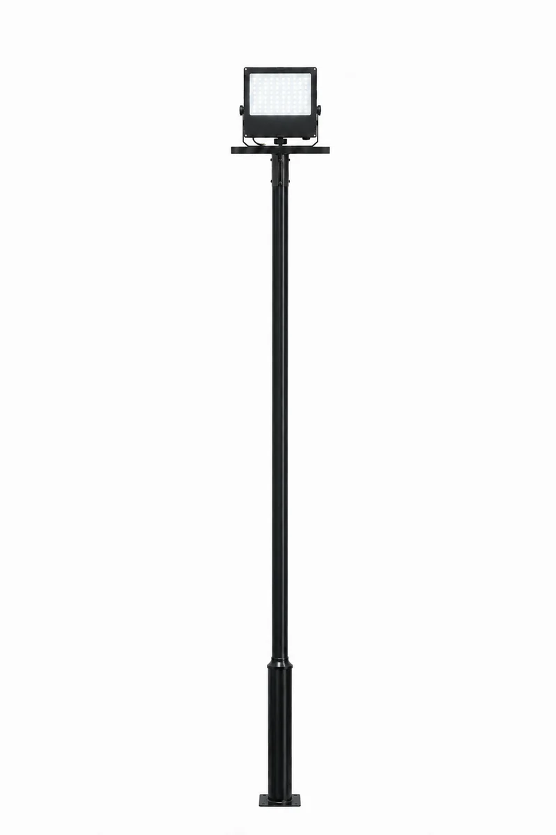 Lichtmast inkl. Industrie-Strahler / Flutlicht | 600 cm | 120-160-200 Watt | CCT – Lichtfarbe einstellbar | Schwarz