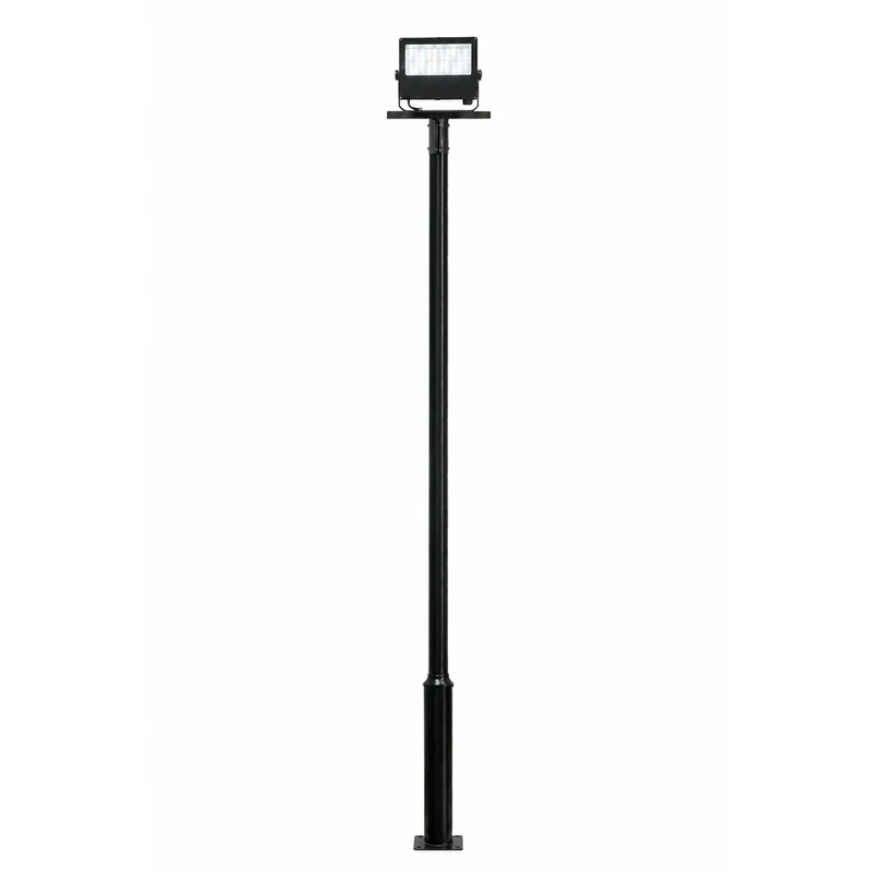 Lichtmast inkl. industrieller Baustrahler / Flutlichtstrahler | 500CM | 60-80-100Watt | CCT - Lichtfarbe einstellbar | Schwarz