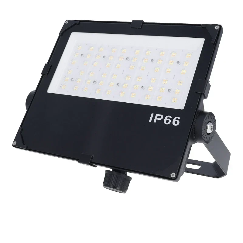 Lichtmast inkl. industrieller Baustrahler / Flutlichtstrahler | 500CM | 60-80-100Watt | CCT - Lichtfarbe einstellbar | Schwarz