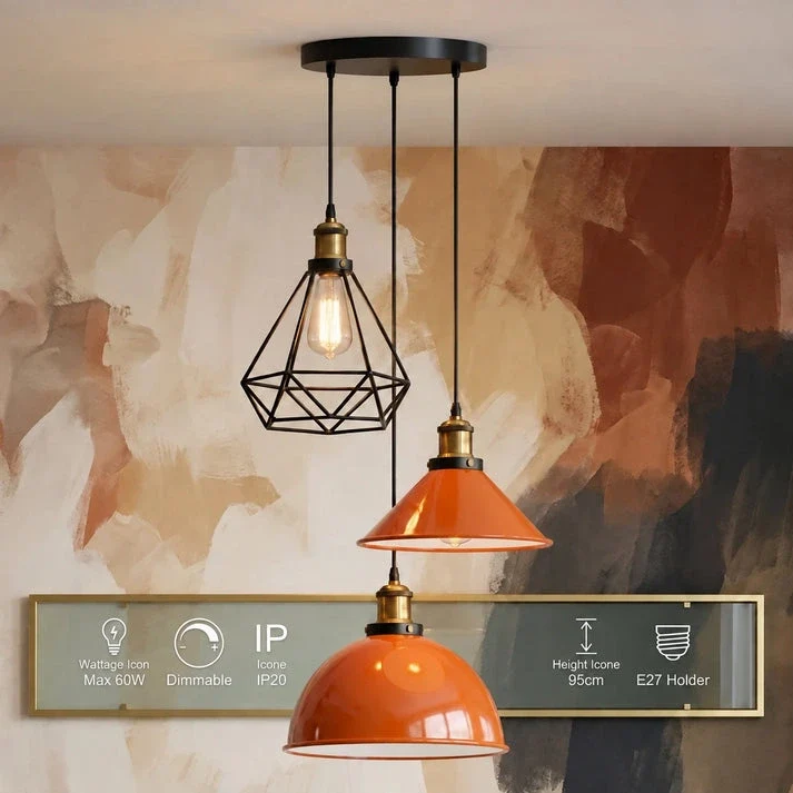 3 flammige Bistro Clusterleuchte – Vintage Industrie Hängelampe | E27 ~4170