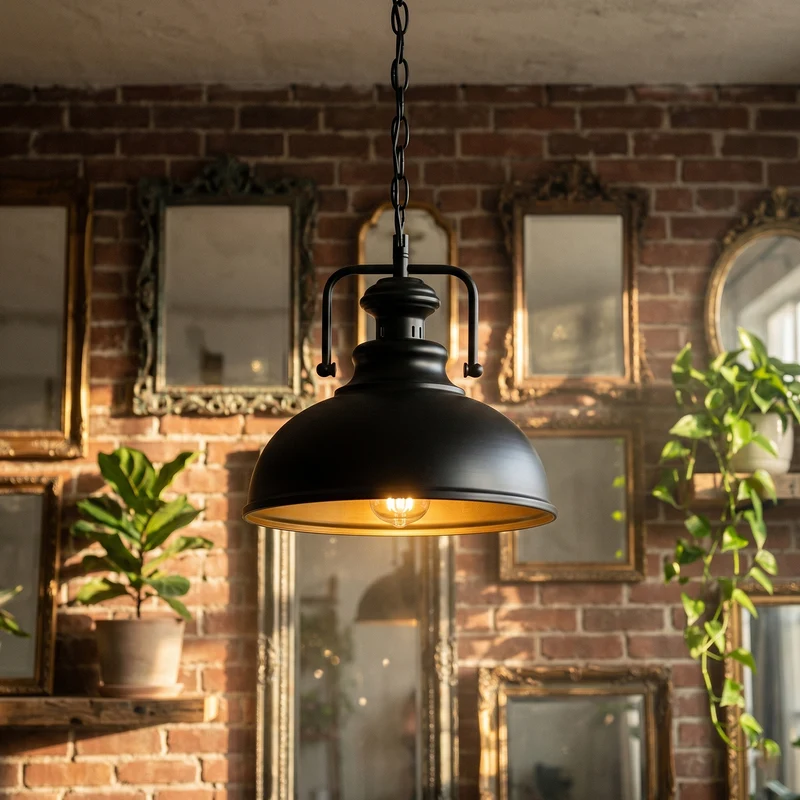 3er Set Industrie Pendelleuchte Schwarz Gold | Esstischlampe mit Kette | Ø29cm ~4166