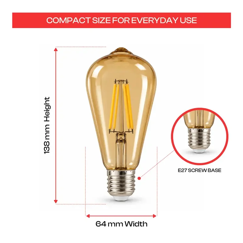 Vintage ST64 E27 4W Dimmbare LED Dekorative Glühbirne~3254