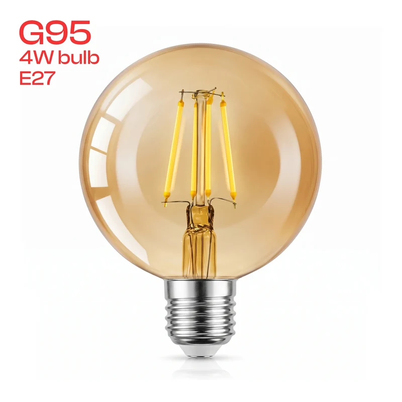 Vintage E27 Glühbirne LED G95 Retro 4W dimmbar~1568