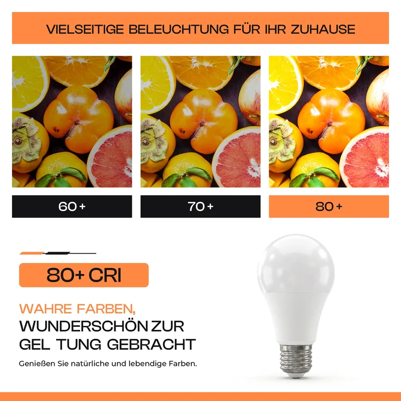 9W 820lm E27 LED-Glühbirne A60 GLS 6400K~4100