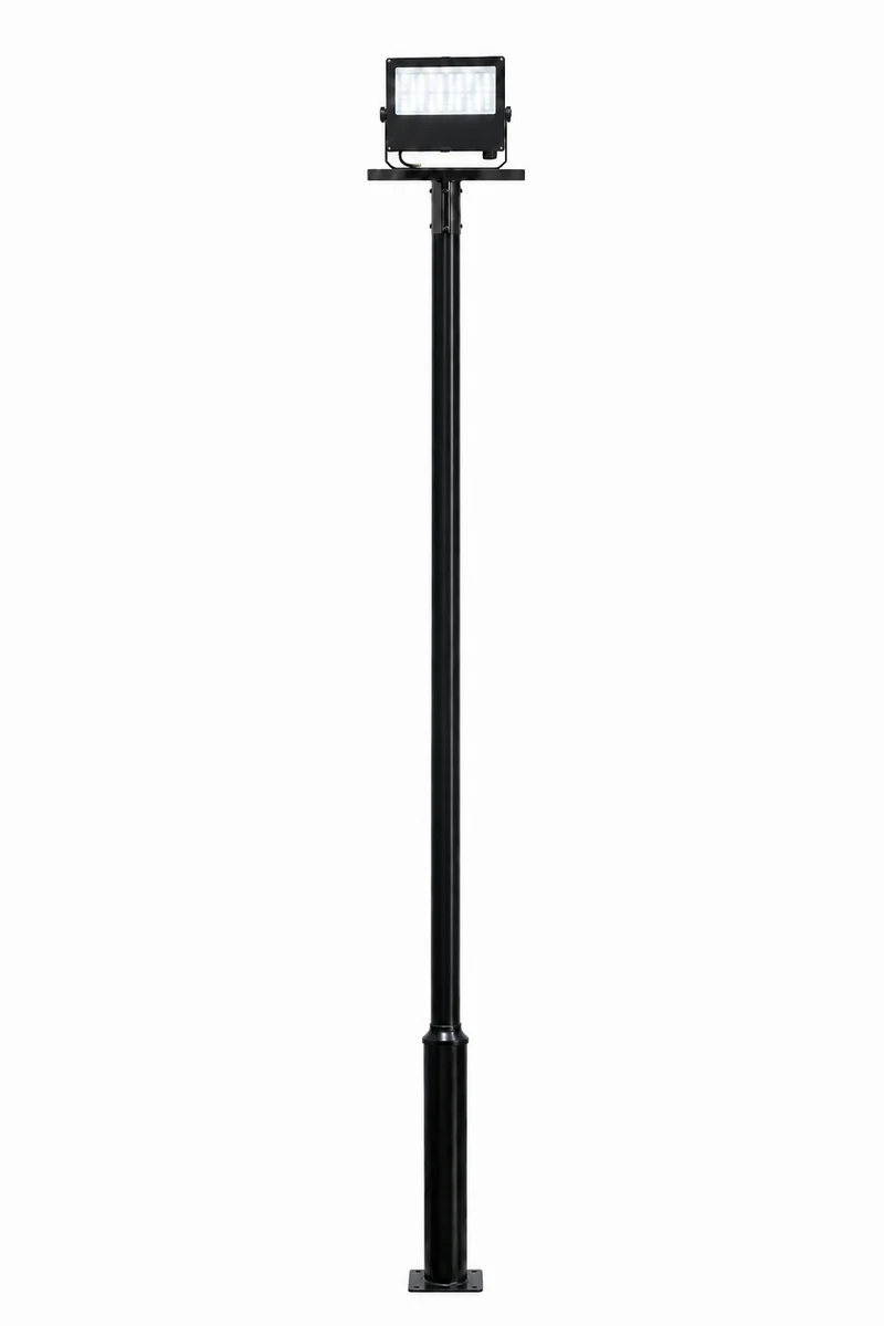 Lichtmast inkl. industrieller Baustrahler / Flutlicht | 300 cm | 60-80-100 Watt | CCT – Lichtfarbe einstellbar | Schwarz