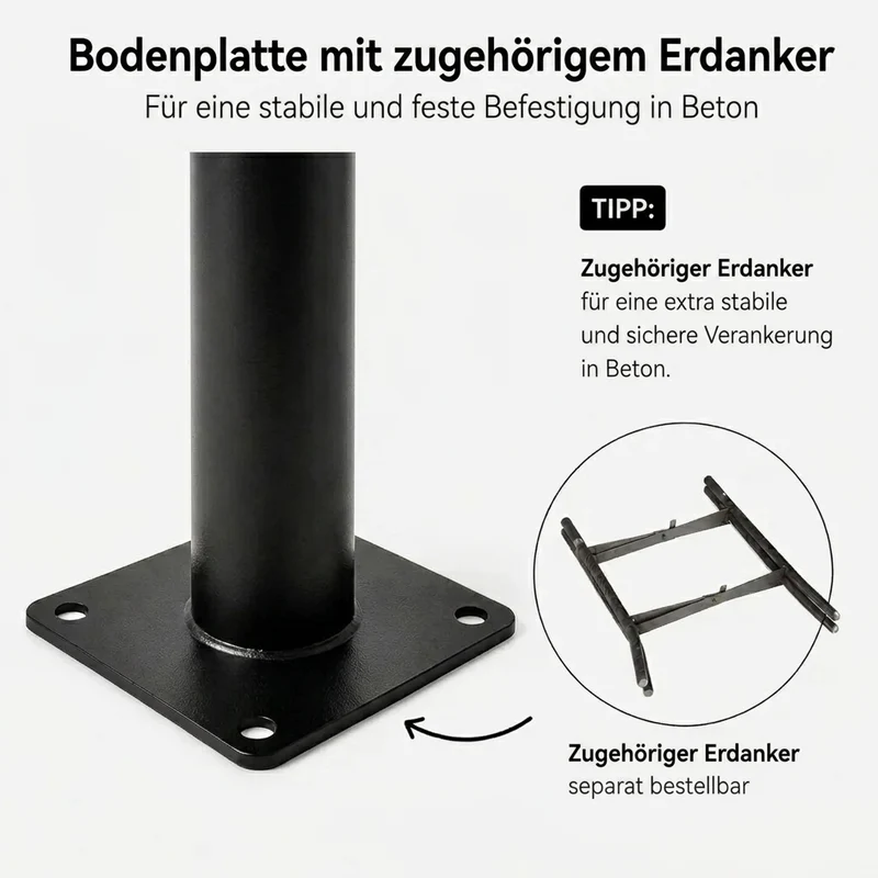 Lichtmast inkl. Straßenlampe | 500 cm | 50 Watt | 5000 K | Schwarz