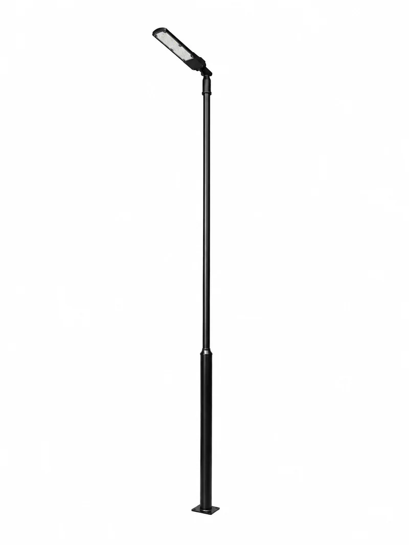 Lichtmast inkl. Straßenlaterne | 400 cm | 50 Watt | 5000 K | Schwarz