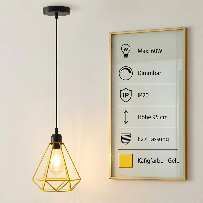 Retro Origami Hängelampe – Vintage Geometrische Pendelleuchte | E27 ~4153