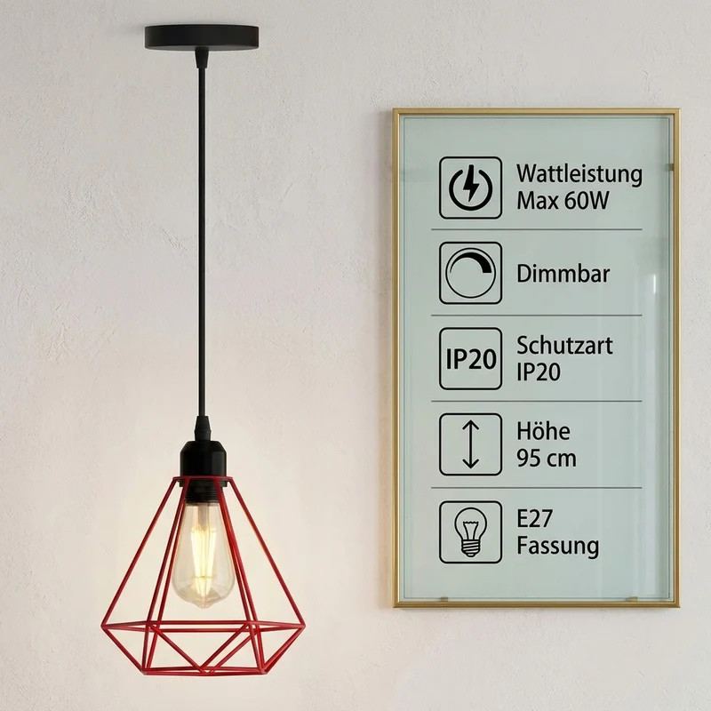 Retro Origami Hängelampe – Vintage Geometrische Pendelleuchte | E27 ~4153