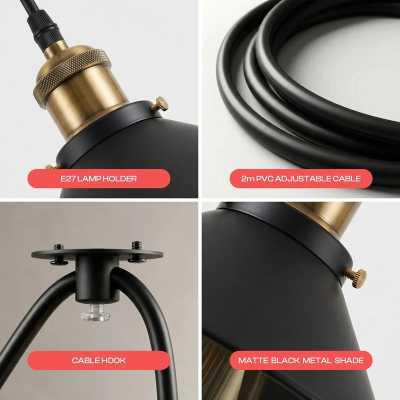 2 flammige Industrie Pendelleuchte – Dezentrale Lampe Esstisch Hängelampe | Ø 22cm | E27 ~4151