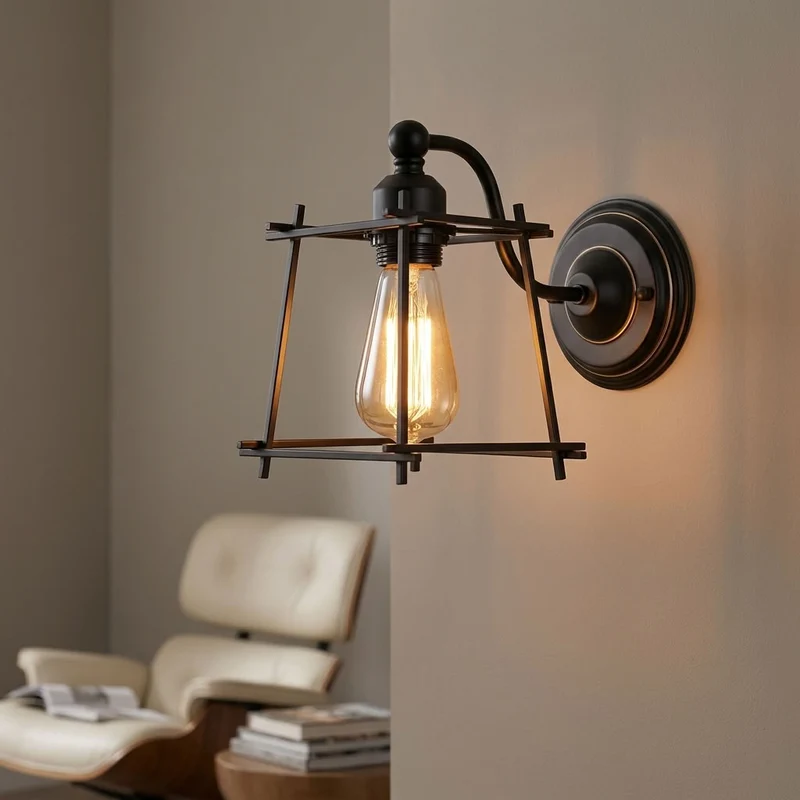 Vintage Laternen Wandleuchte – Industrie Wandlampe Bett Loft | E27 ~4150