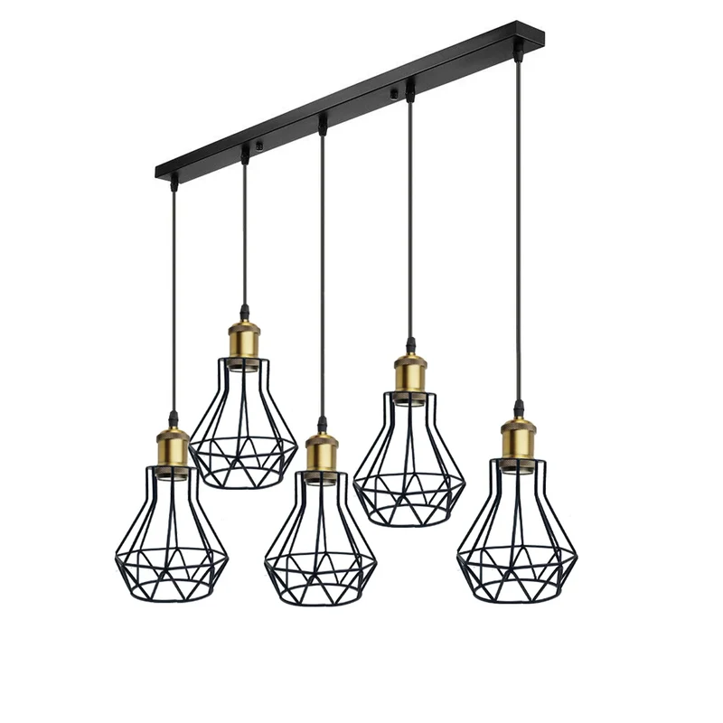 Retro Industrie Pendelleuchte Schwarz – Vintage Drahtkäfig Hängelampe~4141