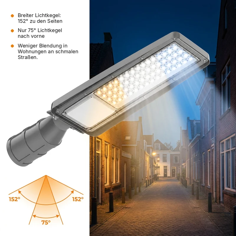LED Straatlamp met Schemersensor | 150W | 15.000 lm | 3000/4000/6500K CCT-Switch | IP66 | Kantelbaar | Hero