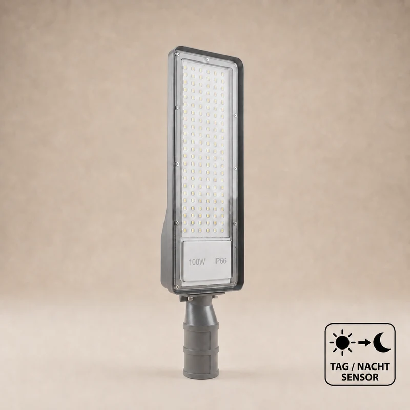 LED Straßenleuchte mit Dämmerungssensor | 100W | 10.000 lm | 3000/4000/6500K CCT-Schalter | IP66 | Neigbar | Hero