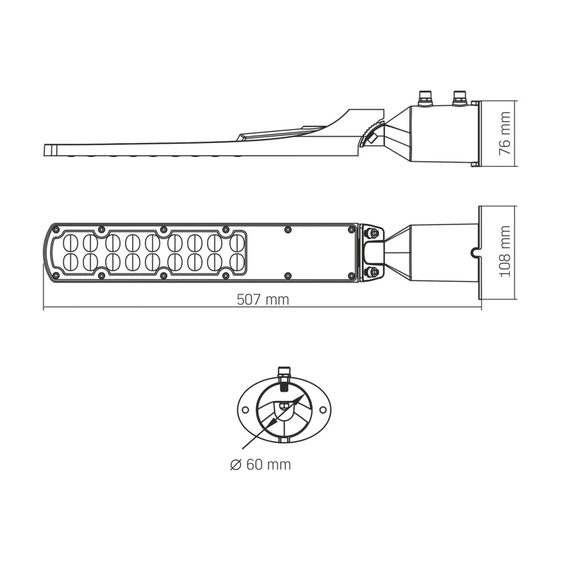 Lichtmast inkl. Straßenlaterne | 400 cm | 100 Watt | 5000 K | Schwarz
