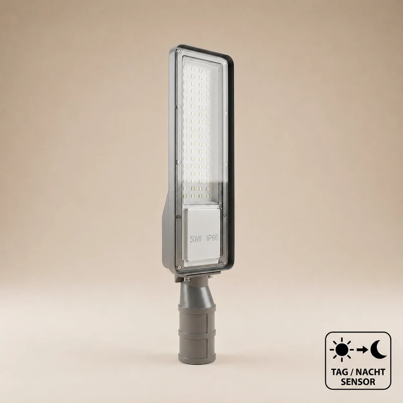 LED Straatlamp met Schemersensor | 50W | 5.000 lm | 3000/4000/6500K CCT-Switch | IP66 | Kantelbaar | Hero