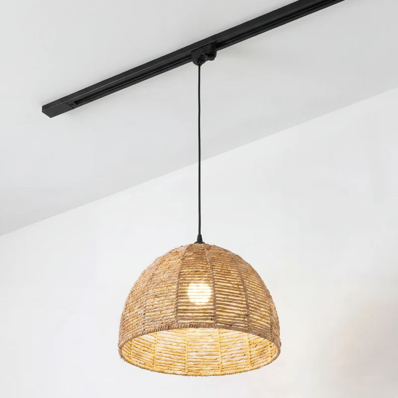 Rotan Hanglamp voor 3-fase Rail | Naturel Gevlochten | Ø 45 cm | E27 | Tutti.