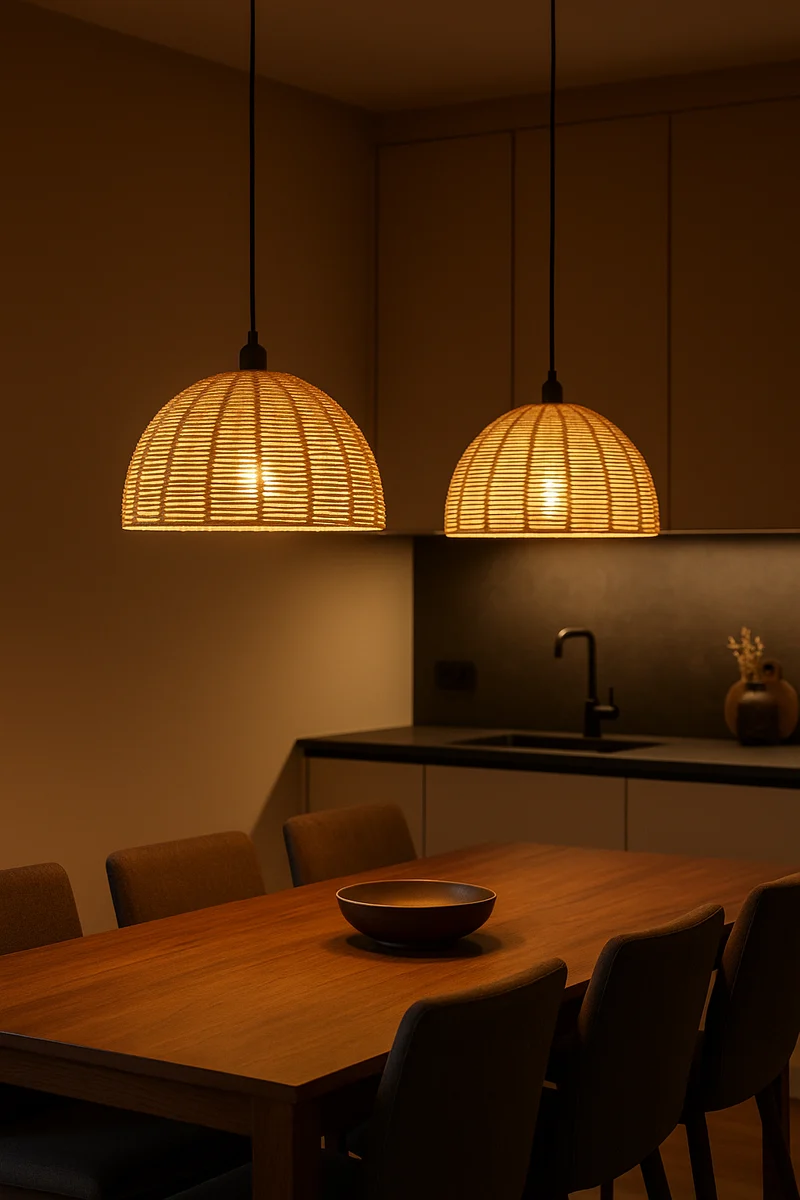 Rotan Hanglamp voor 3-fase Rail | Naturel Gevlochten | Ø 45 cm | E27 | Tutti.