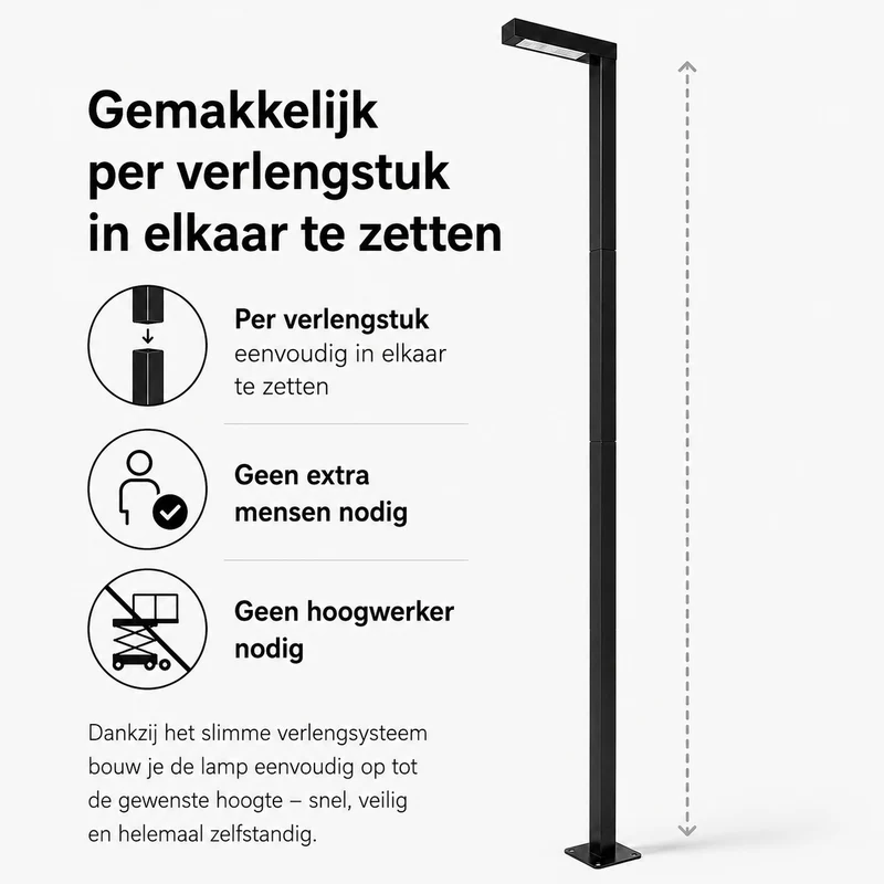 Zwarte verlengstuk voor zwarte lichtmast EPPE | 100CM