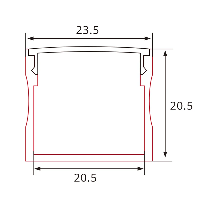 Breites Aluminium LED-Profil 23,5x20,5mm – Eloxiertes Aufputzprofil inklusive Zubehör