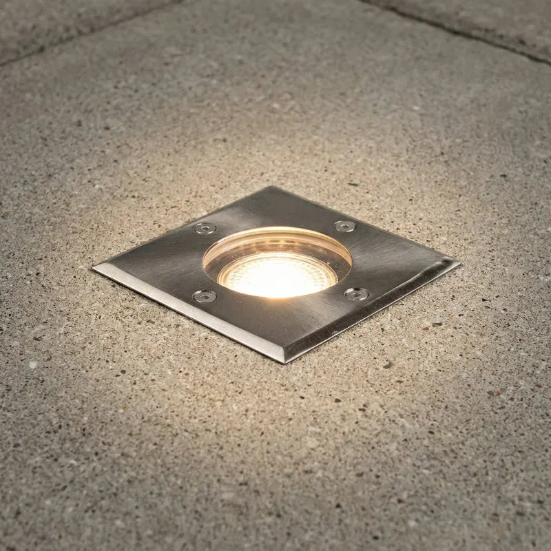 Smart Ground Spot GU10 rund | Athen | Edelstahl | IP66 | Zigbee | HUE-kompatibel | Mehrfarbig