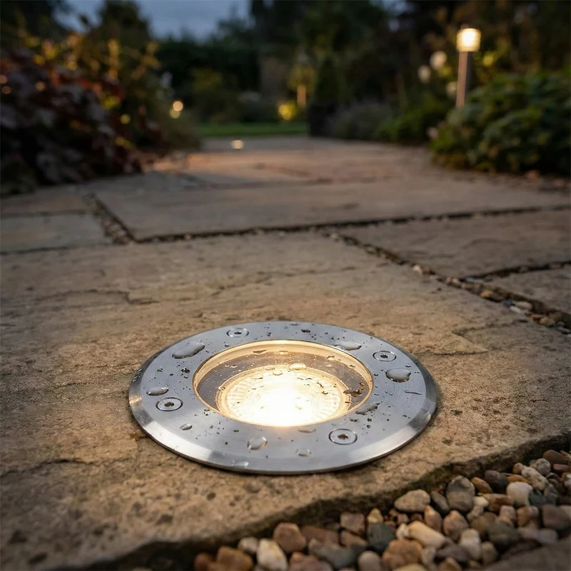 Smart Ground Spot GU10 rund | Rhodes | Edelstahl | IP66 | Zigbee | HUE-kompatibel | Mehrfarbig