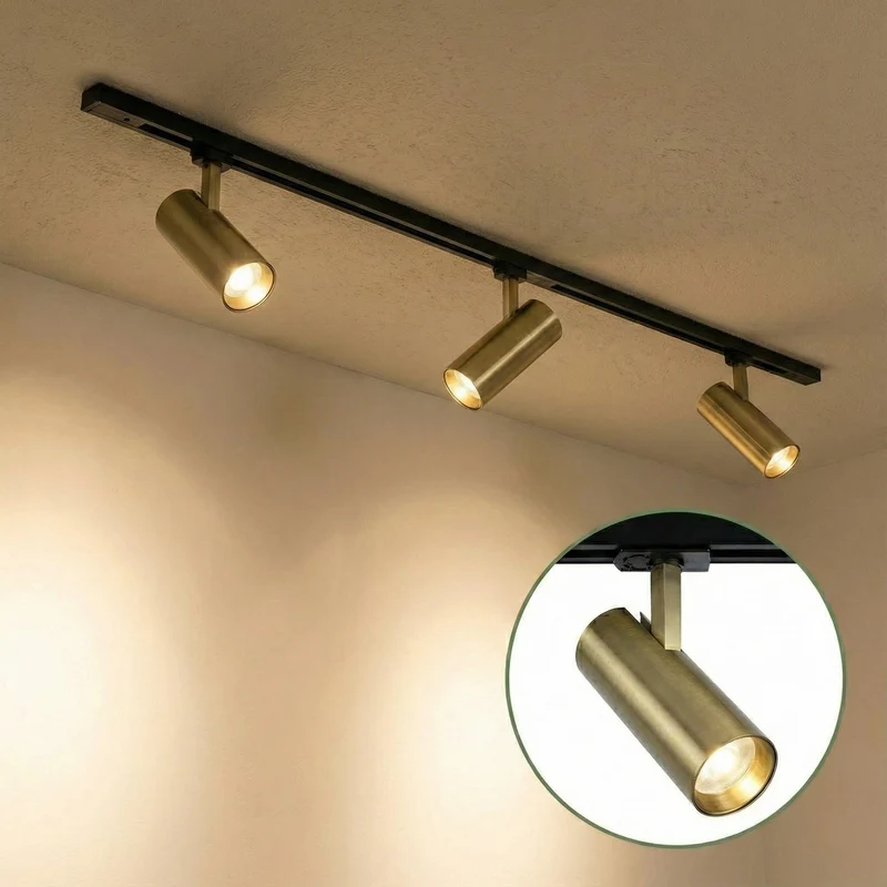 LED 1 Phasen Schienenstrahler | ELMER | 10 Watt | Messing | Dimmbar | Farbtemperatur einstellbar