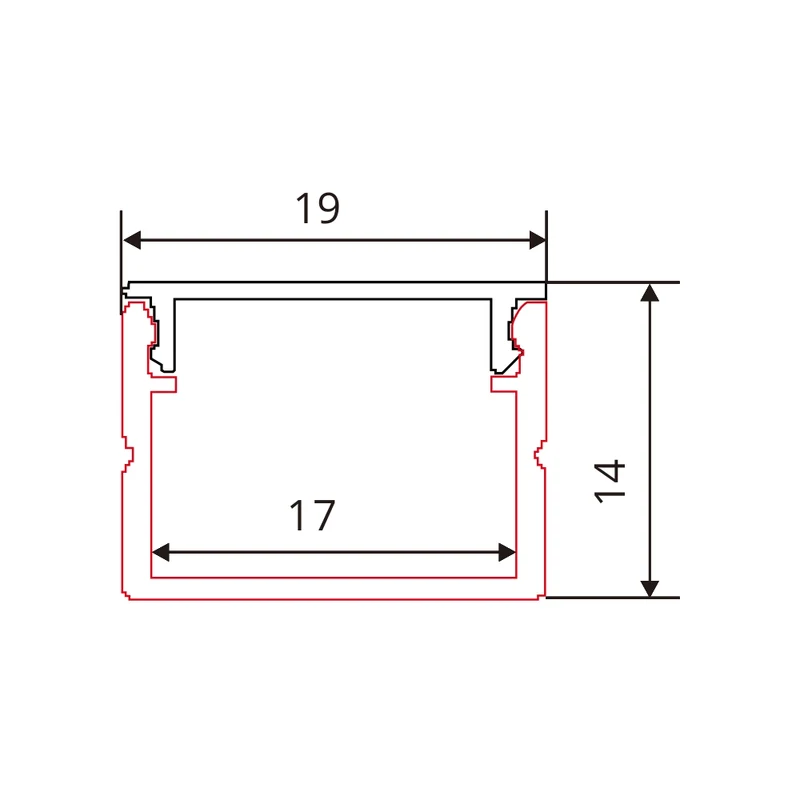 Eloxiertes 2m Aluminium LED-Profil 19x14mm – Aufbauprofil mit diffuser Abdeckung, Endkappen & Halterungen