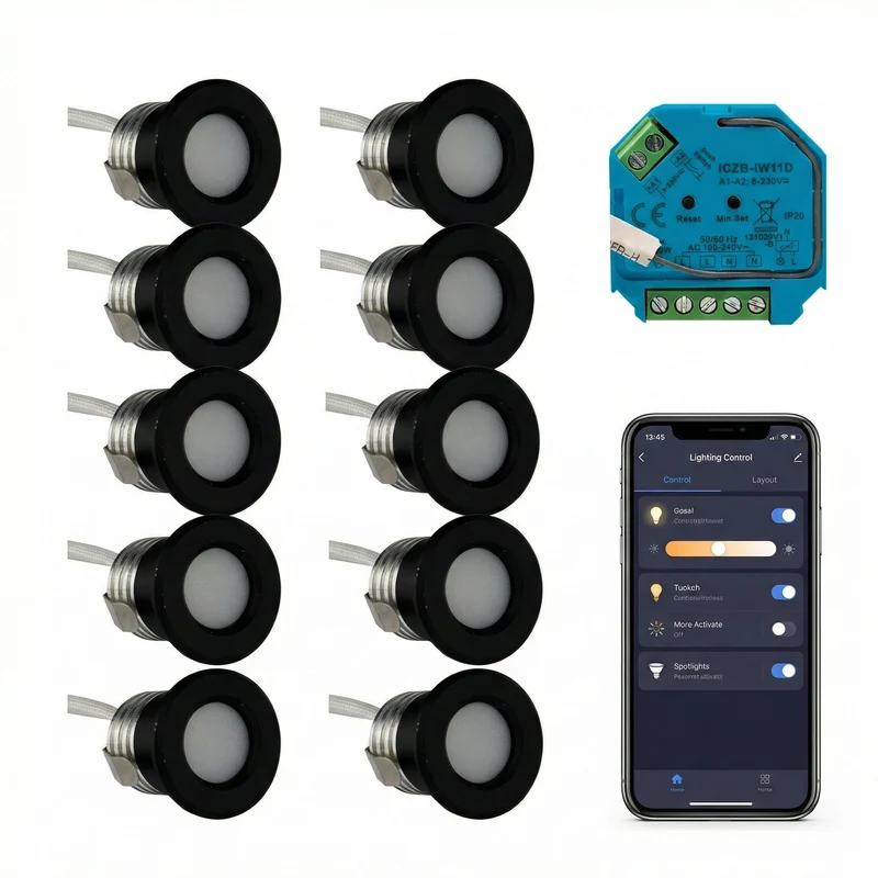 10er-Set | Intelligente Einbaustrahler für die Veranda, schwarz | 1,5 Watt | Komplettset | Zigbee | Hue-kompatibel