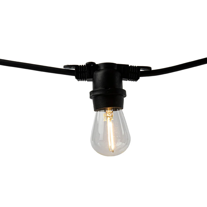 Komplettes Set | 30 Meter Lichterkette | Inklusive 30 Glühlampen | 1 W | 2700 K | Verkettbare Lichterkette