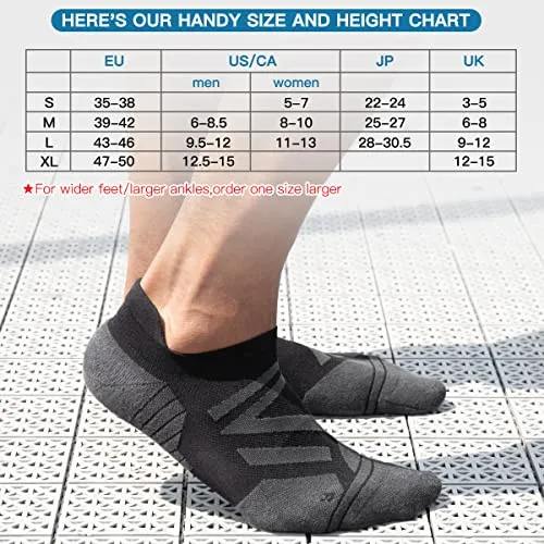 Ankle Athletic Running Sports Low Cut Tab Socks Coolmax Moisture Wicking Seamless 3Pairs (Ankle-Black Grey, Small)