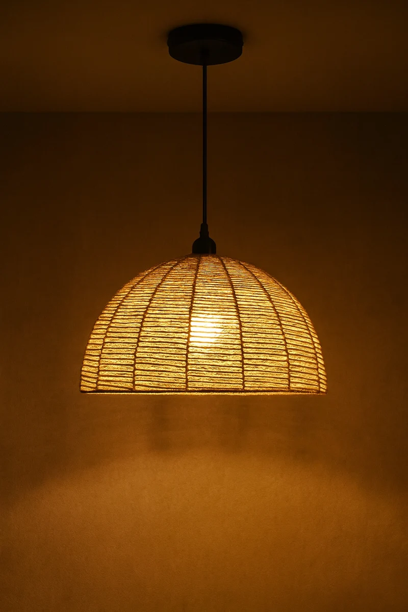 Hanglamp Rotan | Ø45 cm | E27 | Naturel + Zwart | Eettafel | Tutti