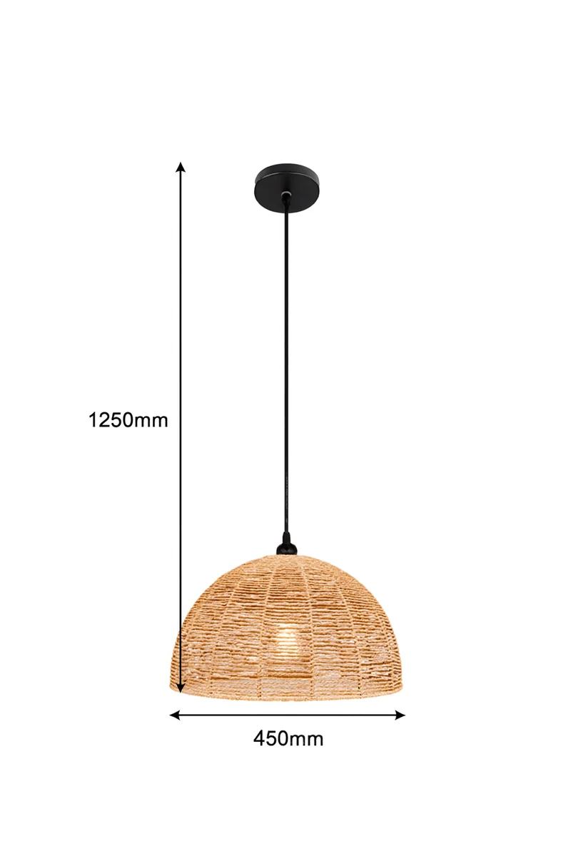 Hanglamp Rotan | Ø45 cm | E27 | Naturel + Zwart | Eettafel | Tutti