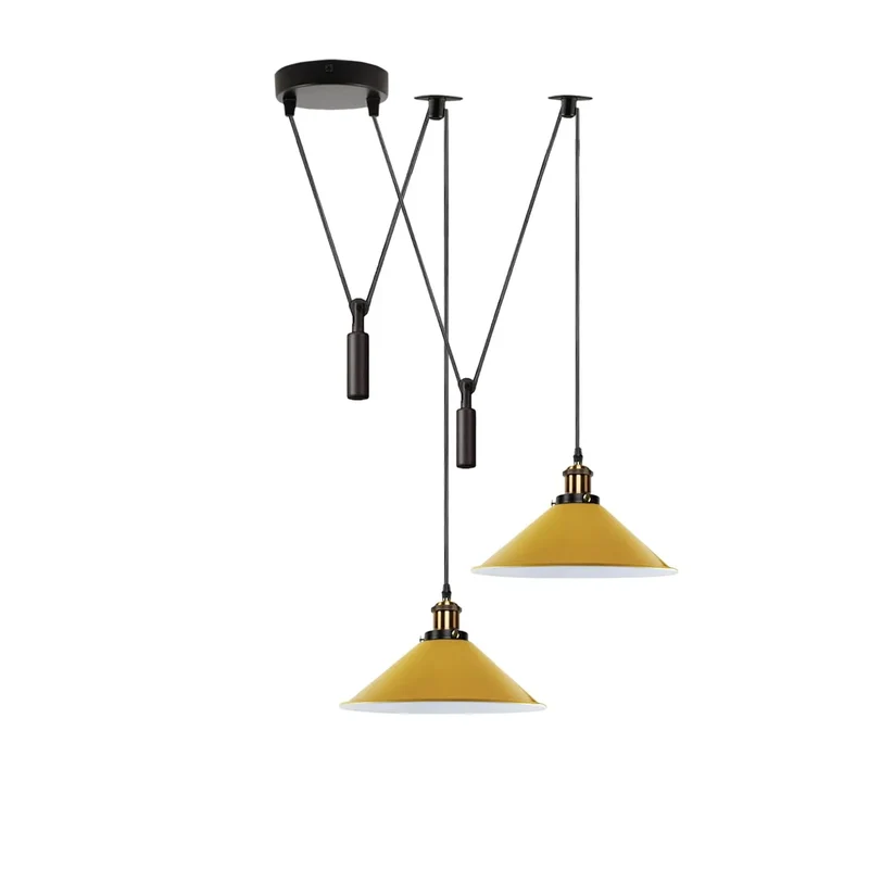 2-flammig Flaschenzug Pendelleuchte | Vintage Spinnen Hängelampe~3940