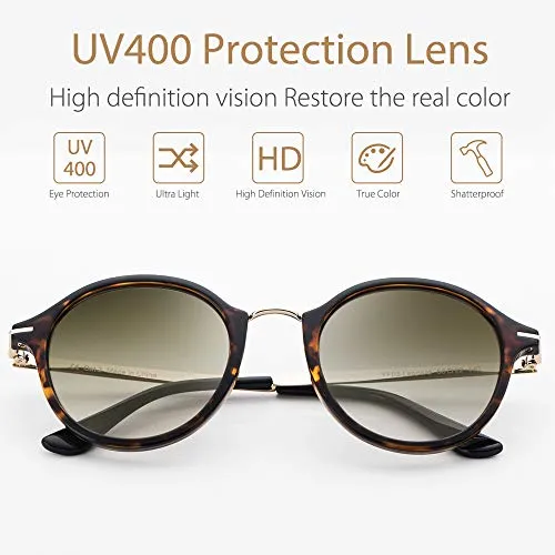 Avoalre Women Sunglasses Cateye UV400 100% Protection Leopard Eyewear Round Frame Coloured Lenses Retro Vintage Fashion for Summer Holiday