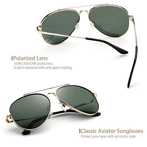 Aviator Sunglasses for Men Polarized LUXEAR Men Sunglasses UV400 Protection with Case Classic Style for Driving Cycling …
