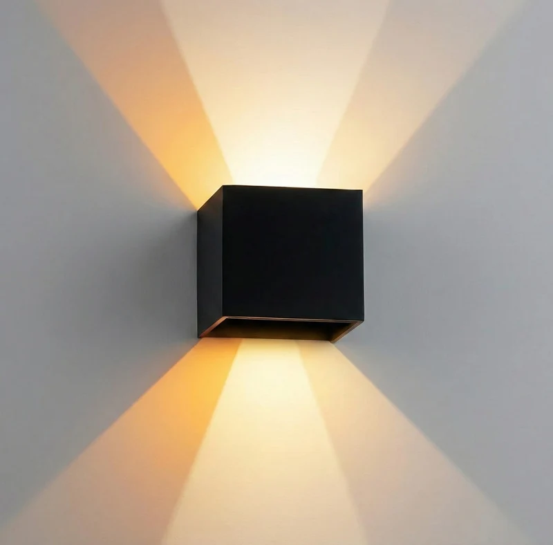 8x LED-Wandleuchte | Innen und außen | Dimmbar | Schwarz | Einstellbare Lichtfarbe | inkl. Leuchtmittel
