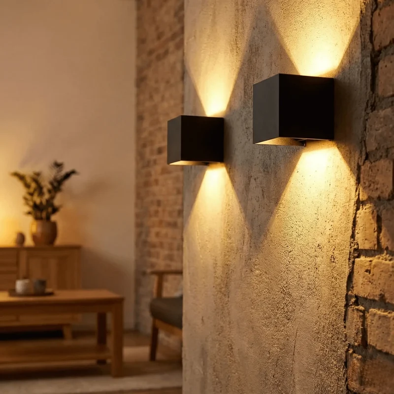 8x LED-Wandleuchte | Innen und außen | Dimmbar | Schwarz | Einstellbare Lichtfarbe | inkl. Leuchtmittel