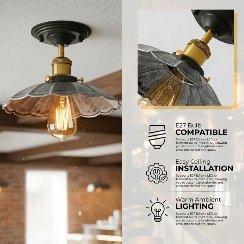 Vintage Deckenleuchte Semi Flush Mount | Retro Design ~3952