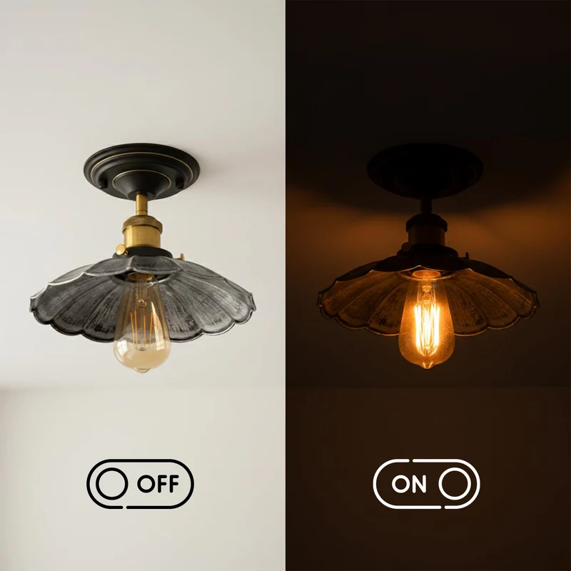 Vintage Deckenleuchte Semi Flush Mount | Retro Design ~3952