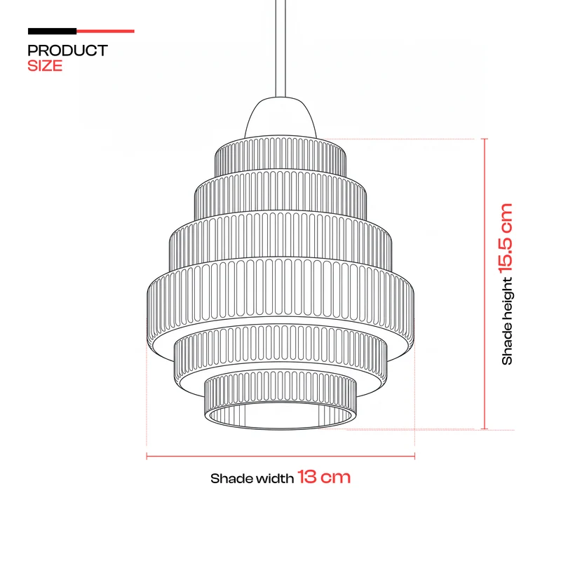 Pendelleuchtschirm aus geripptem Stilvoll Bernstein-Glas | Stufig, E27~4015