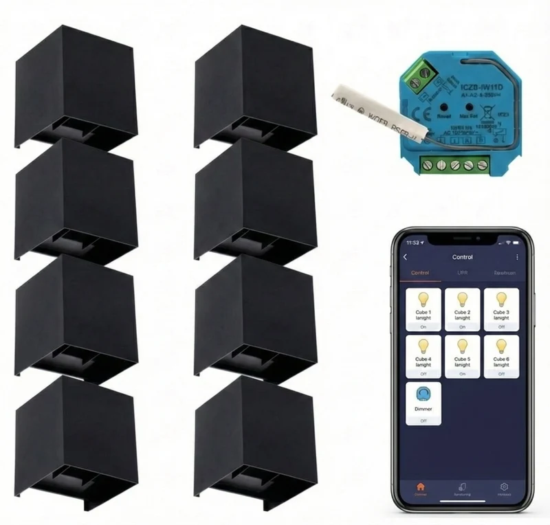 8x SMART Cube Wandleuchte | Dimmbar | Zigbee | Schwarz | Farbtemperatur einstellbar | Hue-kompatibel