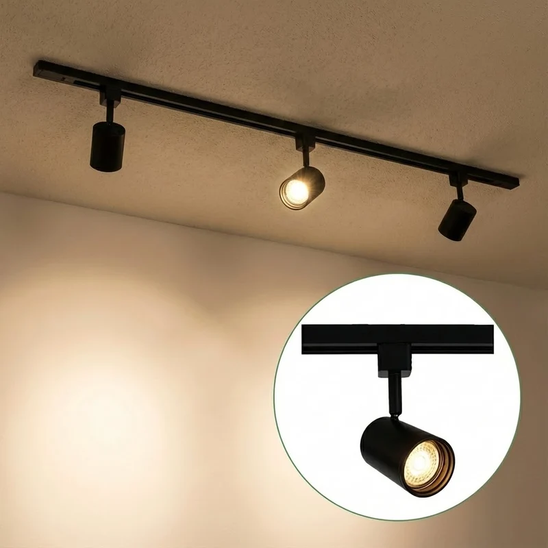 LED 1-Phasen-Schienen | Schwarz | 1 Meter | Dimmbar | inkl. 3x Schienenspots