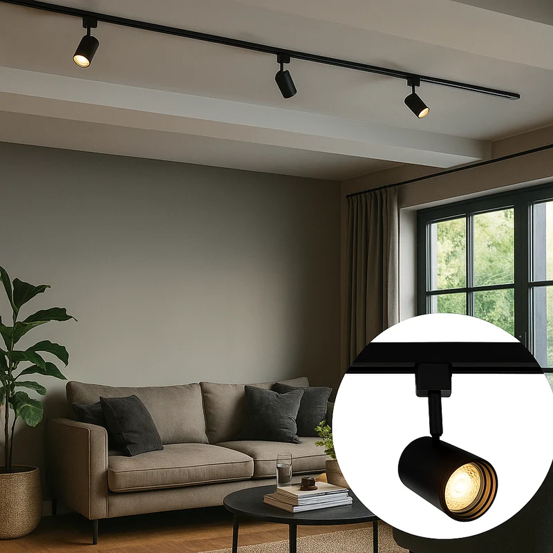 LED 1-Phasen-Schienen | Schwarz | 1 Meter | Dimmbar | inkl. 3x Schienenspots
