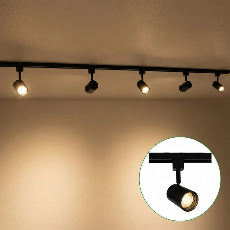 LED 1-Phasen-Schienen | Schwarz | 3 Meter | Dimmbar | inkl. 5x Schienenspots