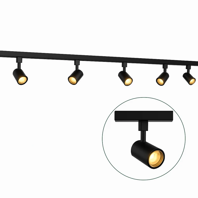 LED 1-Phasen-Schienen | Schwarz | 3 Meter | Dimmbar | inkl. 5x Schienenspots