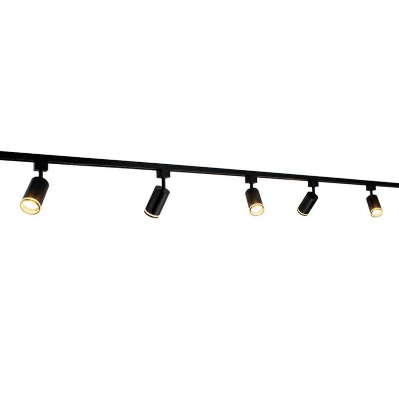 LED 1-Phasen-Schienen | Schwarz mit weißem Ring | 3 Meter | Inklusive 5 Schienenspots