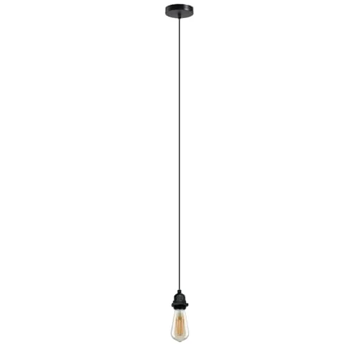 E27 Pendelleuchte IP44 Lampenfassung Schwarz Metall 2 m PVC-Kabel~3918